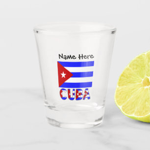 Verre A Shot Drapeau cubain bleu clair avec votre nom