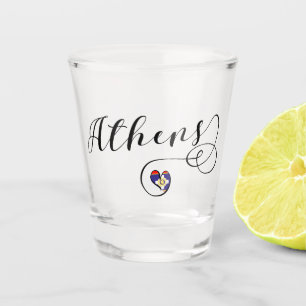 Verre A Shot Drapeau d'Athènes au coeur, Grèce