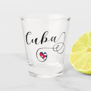 Verre A Shot Drapeau de coeur du Cuba, drapeau cubain