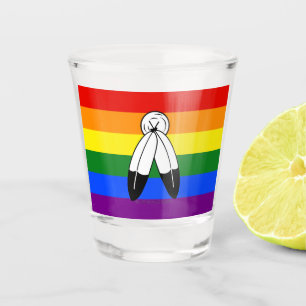 Verre A Shot Drapeau de fierté bispirituel de SlipperyJoe's sym