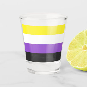 Verre A Shot Drapeau de fierté non binaire de SlipperyJoe's jau