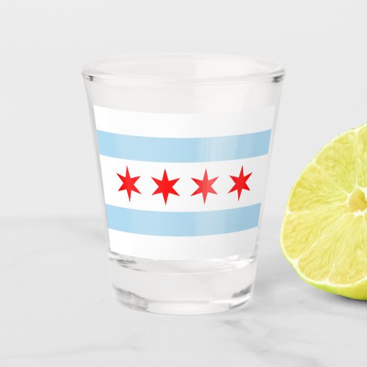 Verre A Shot Drapeau de la ville de Chicago (Illinois) (Devant)