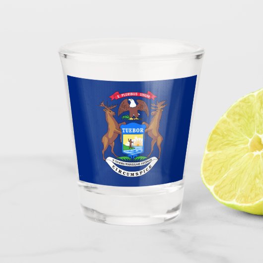 Verre A Shot Drapeau de l'État du Michigan (Devant)