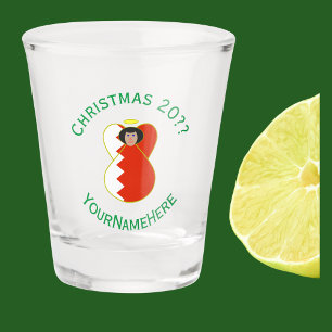 Verre A Shot Drapeau de Noël ange bahreïnien personnalisé