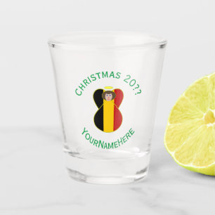 Verre A Shot Drapeau de Noël ange belge personnalisé