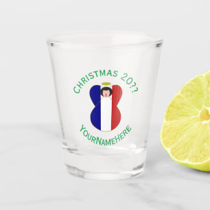 Verre A Shot Drapeau de Noël ange français personnalisé