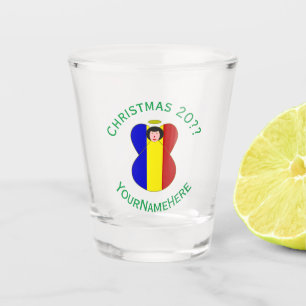 Verre A Shot Drapeau de Noël ange roumain personnalisé