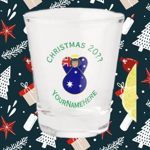 Verre A Shot Drapeau de Noël Australien Ange Personnalisé