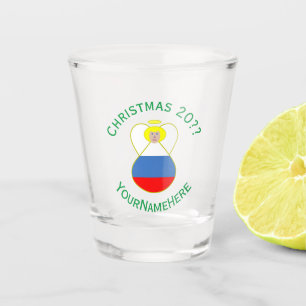 Verre A Shot Drapeau de Noël de l'ange russe personnalisé