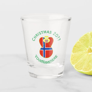 Verre A Shot Drapeau de Noël personnalisé d'ange norvégien