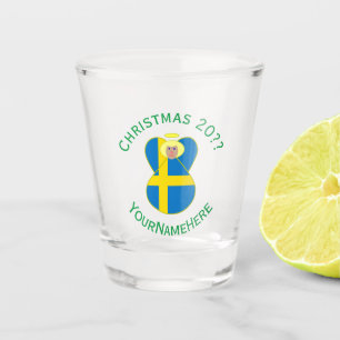 Verre A Shot Drapeau de Noël personnalisé d'ange suédois