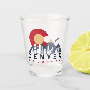 Verre A Shot Drapeau Denver Colorado Camping Randonnées Souveni