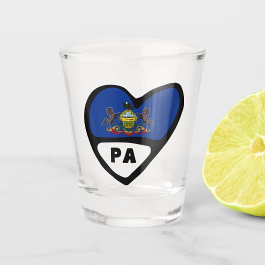 Verre A Shot Drapeau D'État De Pennsylvanie En Coeur, L'Autorit (Devant)