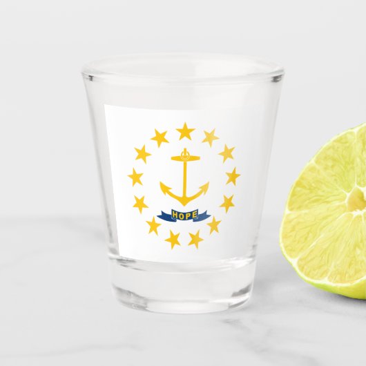 Verre A Shot Drapeau d'État de Rhode Island (Devant)