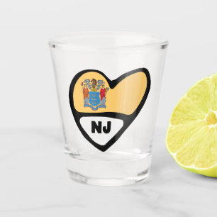 Verre A Shot Drapeau D'État Du New Jersey En Coeur, NJ Tiré Du