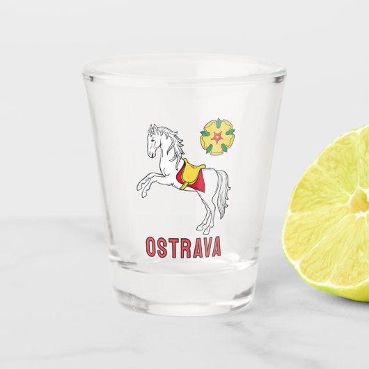Verre A Shot Drapeau d'Ostrava, République tchèque (Devant)
