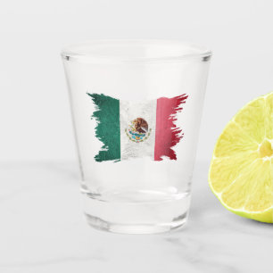 Verre A Shot Drapeau du Mexique Grunge, Drapeau du Mexique