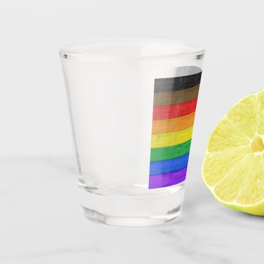 Verre A Shot Drapeau gay pride inclusif SlipperyJoe ru texturé (Gauche)