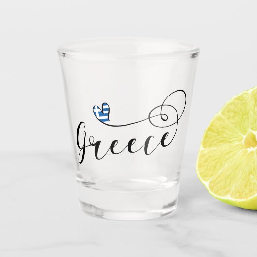 Verre A Shot Drapeau grec au coeur, Grèce (Devant)
