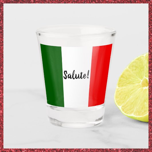 Verre A Shot Drapeau italien avec salut salut rouge blanc vert