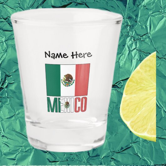 Verre A Shot Drapeau mexicain avec votre nom Tiré
