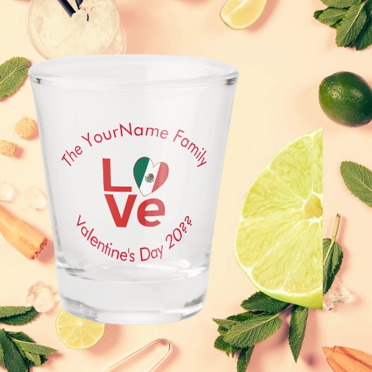 Verre A Shot Drapeau mexicain Red LOVE