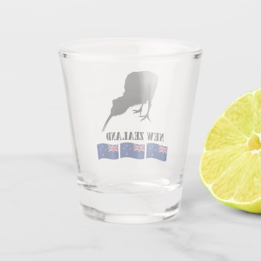 Verre A Shot Drapeau néo-zélandais et kiwi Bird Sillhouette / S (Dos)