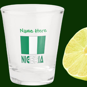 Verre A Shot Drapeau nigérian Nigeria Vert Personnalisation