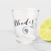 Verre A Shot Drapeau Rhodes En Coeur, Grèce (Devant)