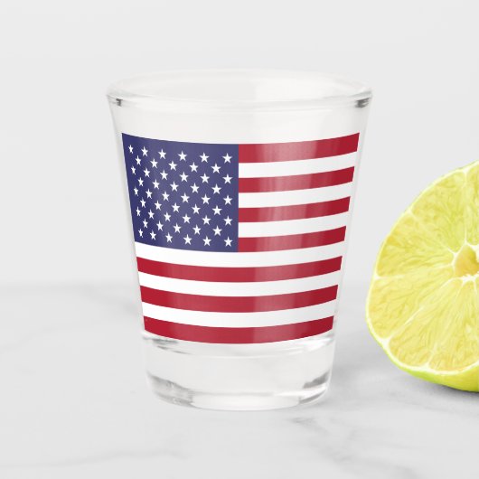 Verre A Shot Drapeau rouge blanc et bleu patriotique américain (Devant)