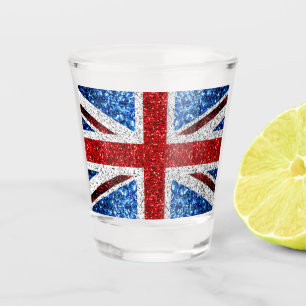 Verre A Shot Drapeau rouge bleu blanc brillant parties scintill