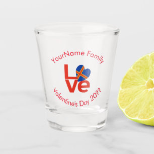 Verre A Shot Drapeau rouge LOVE personnalisé des îles Åland