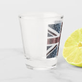 Verre A Shot Drapeau rustique UK rouge bleu étincelants parties (Gauche)