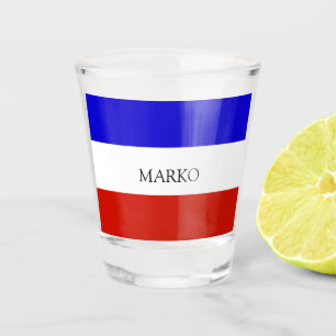 Verre A Shot drapeau serbe, patriotique