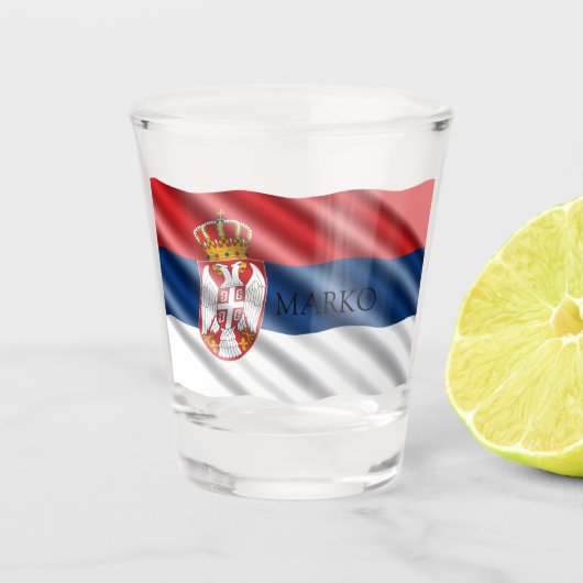Verre A Shot drapeau serbe, patriotique (Devant)