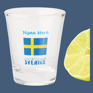Verre A Shot Drapeau suédois personnalisé bleu