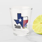 Verre A Shot Drapeau texan et bleu fleur avec nom personnalisé (Devant)