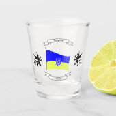 Verre A Shot Drapeau ukrainien avec blason et lions (Devant)
