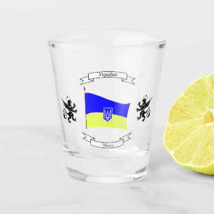Verre A Shot Drapeau ukrainien avec blason et lions
