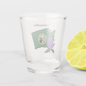 Verre A Shot Drapeau Washington et Fleur Rhododendron Pacifique (Dos)