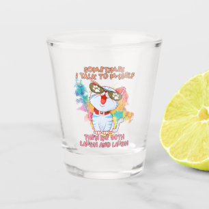 Verre A Shot Drôle chat parler à lui-même - mignon et humoristi