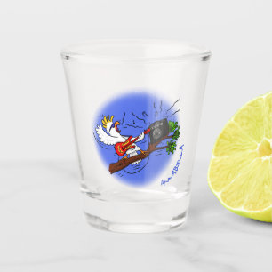 Verre A Shot Drôle cockatoo jouant de la guitare rock dessin an