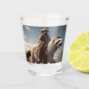 Verre A Shot Drôle Cowboy À Cheval De Fente,