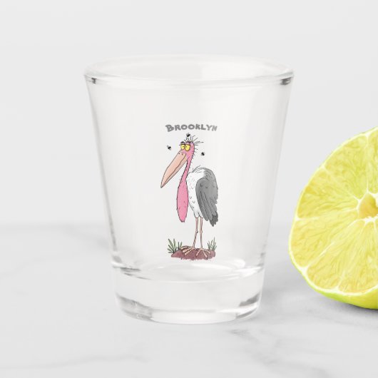 Verre A Shot Drôle dessin animé de cigogne en marabou (Devant)