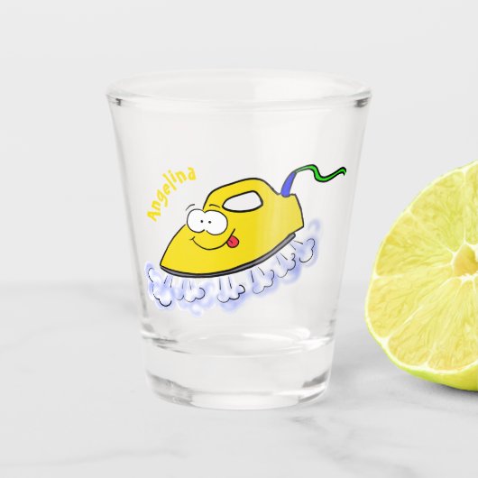 Verre A Shot Drôle dessin animé linge de fer (Devant)