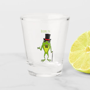 Verre A Shot Drôle grenouille avec chapeau dessus dessin animé