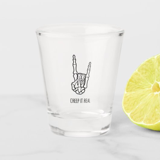 Verre A Shot Drôle Halloween Creep It Real Skeleton Shot Glass (Devant)