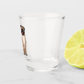 Verre A Shot Drôle joyeux dessin animé de chien de carlin (Droite)