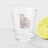 Verre A Shot Drôle joyeux yak mangeant de l'herbe dessin d'illu (Dos)
