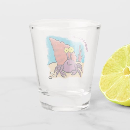 Verre A Shot Drôle mignon caricature pourpre crabe ermite (Dos)